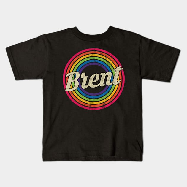 Brent - Retro Rainbow Faded-Style Kids T-Shirt by MaydenArt